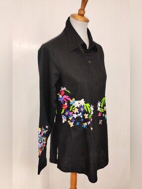 AZI COTTON LINEN EMBROIDERED BLOUSE